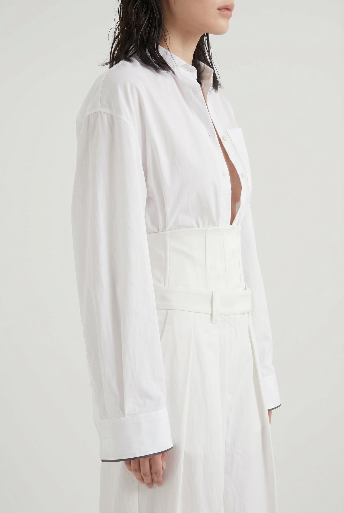 BRUNELLO CUCINELLI WOMEN'S NATURAL SILK STRUCTURED CORSET BELT