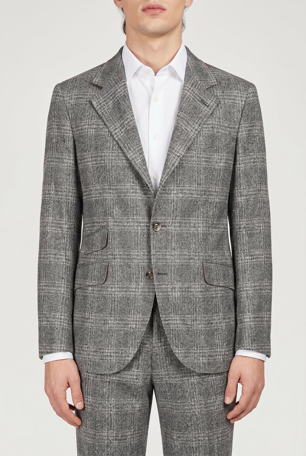 BRUNELLO CUCINELLI MEN'S GREY SILK WOOL SUIT