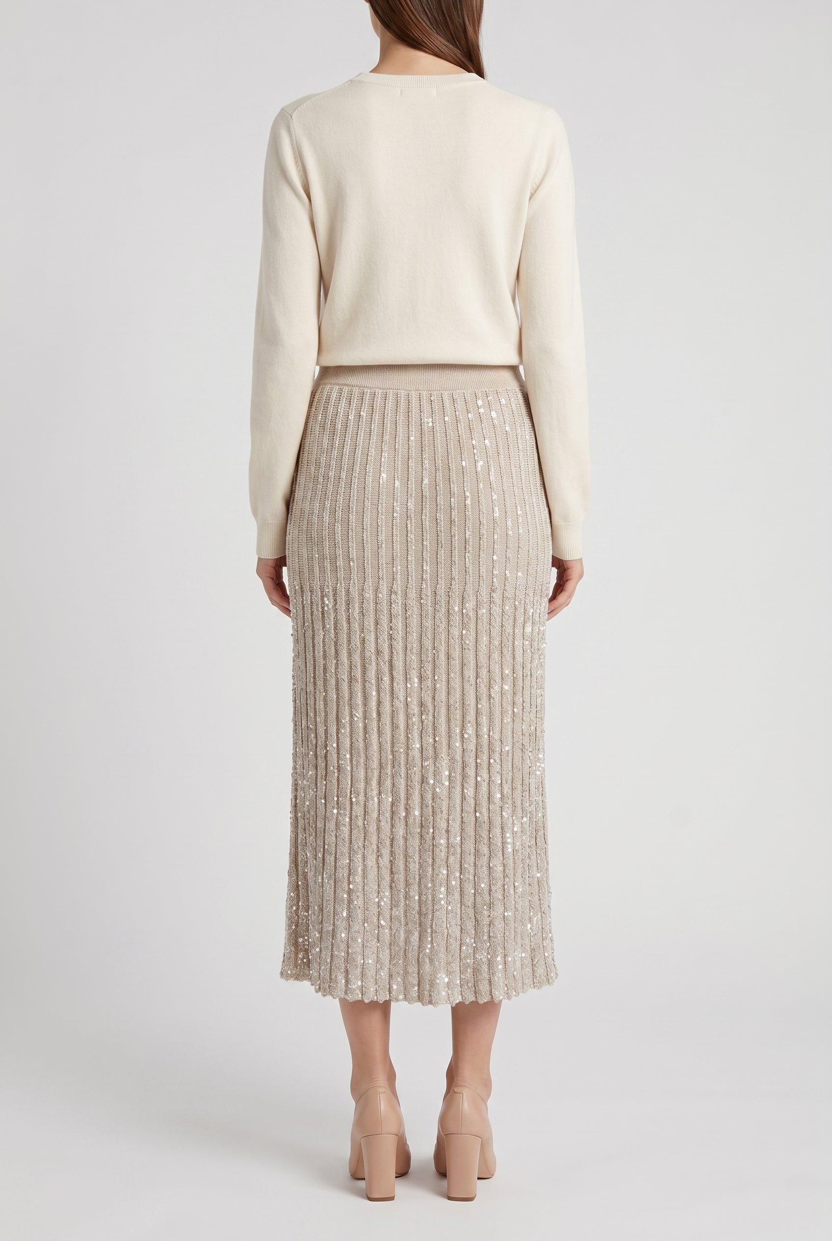 BRUNELLO CUCINELLI WOMEN'S LIGHT BEIGE PLEATED SKIRT