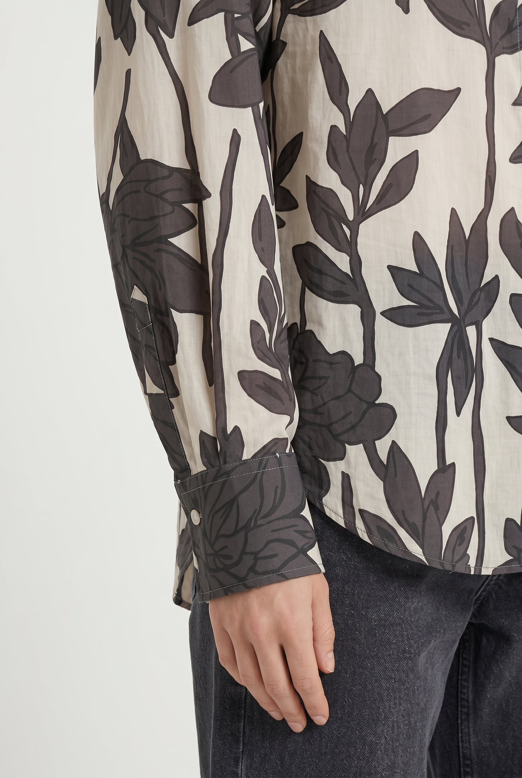 BRUNELLO CUCINELLI WOMEN'S BEIGE FLORAL OVERSIZED SHIRT