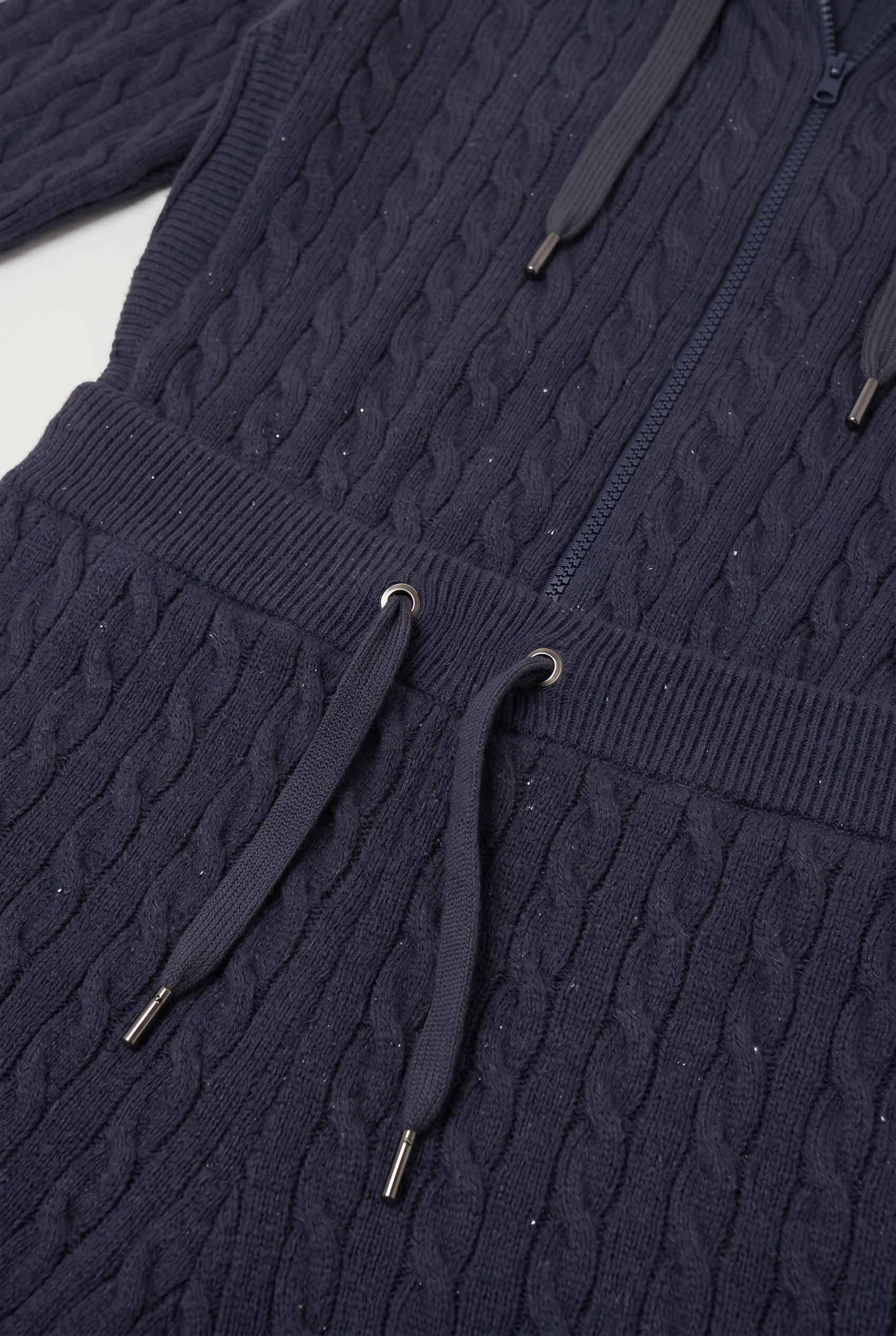 BRUNELLO CUCINELLI WOMEN'S DARK BLUE CABLE KNIT TROUSERS