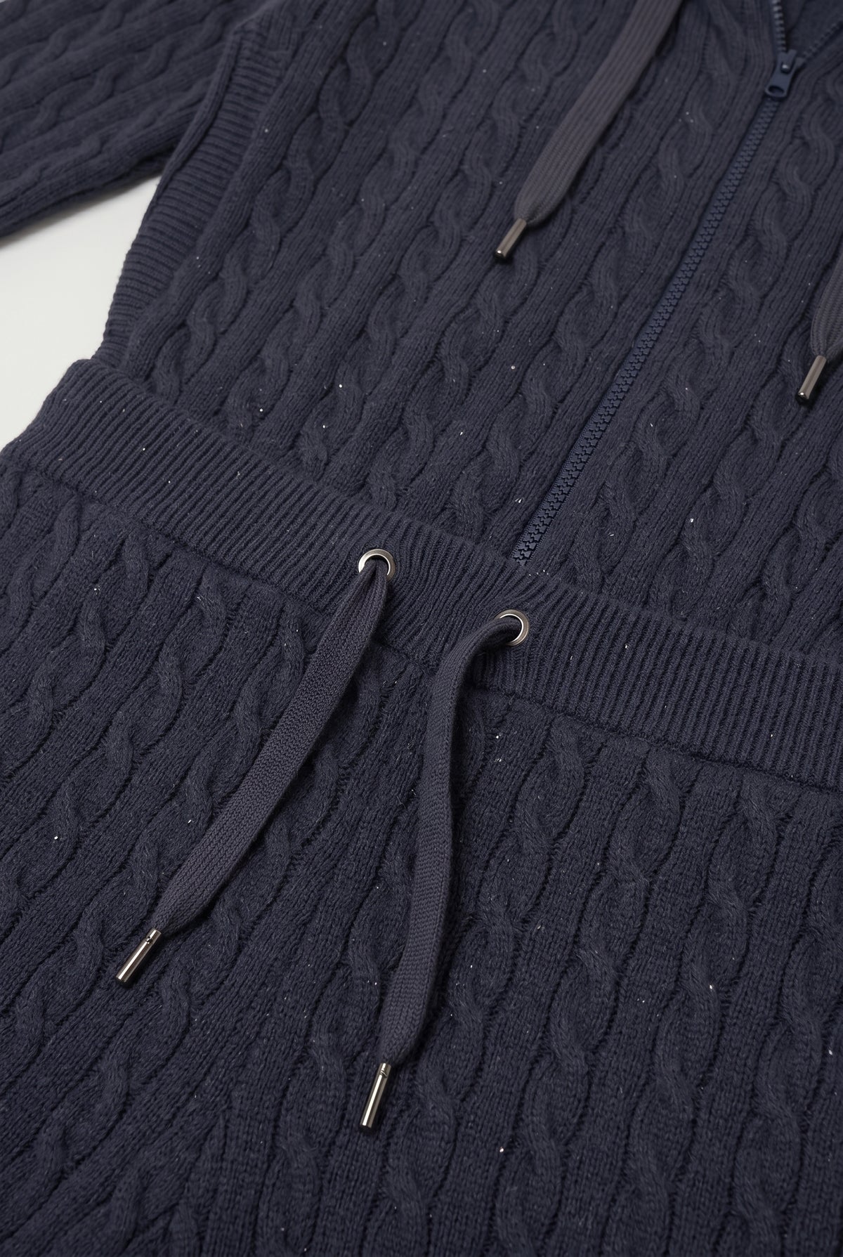 BRUNELLO CUCINELLI WOMEN'S DARK BLUE CABLE KNIT TROUSERS
