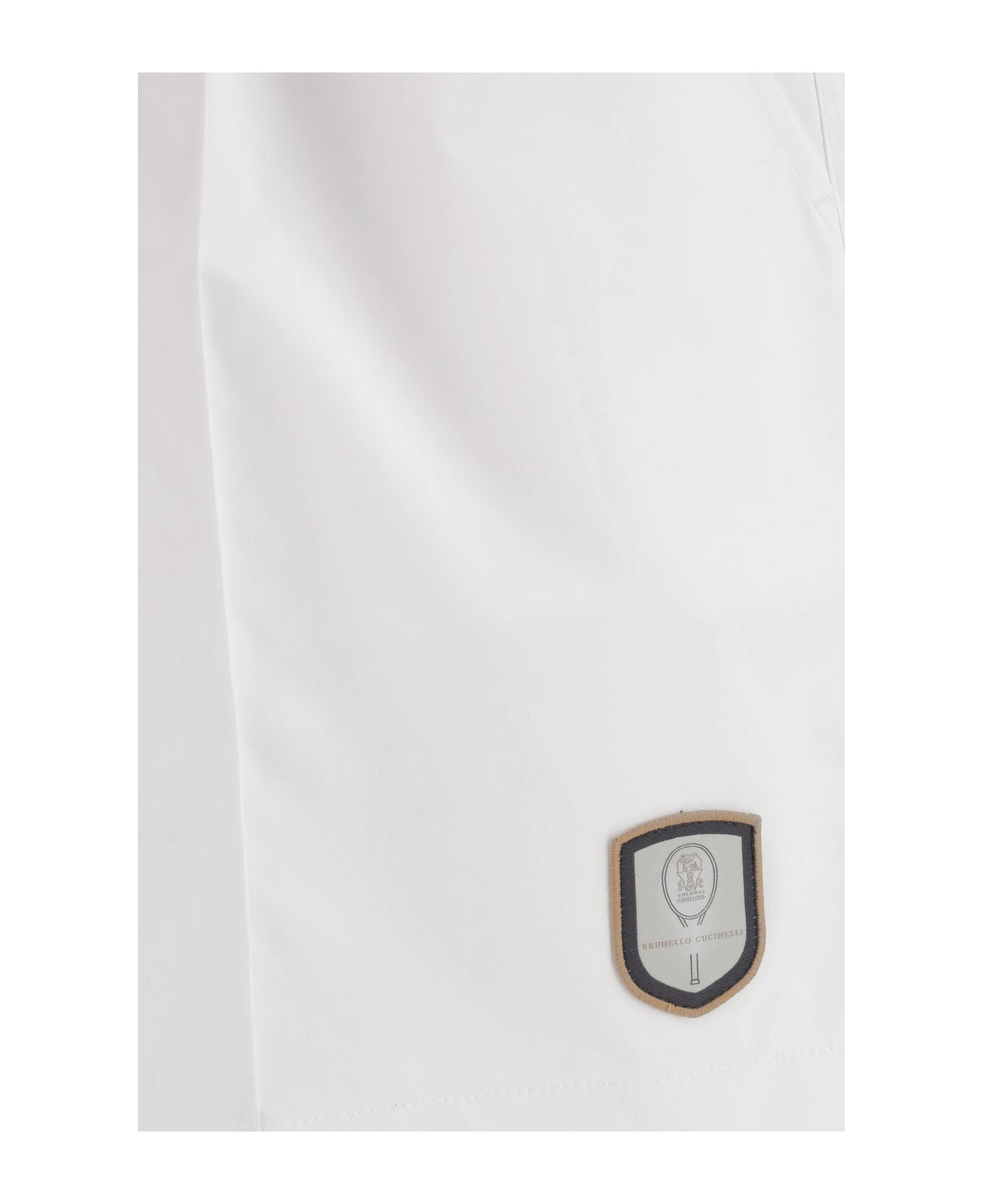 BRUNELLO CUCINELLI MEN'S WHITE TAILORED SHORTS WITH BUTTON DETAIL