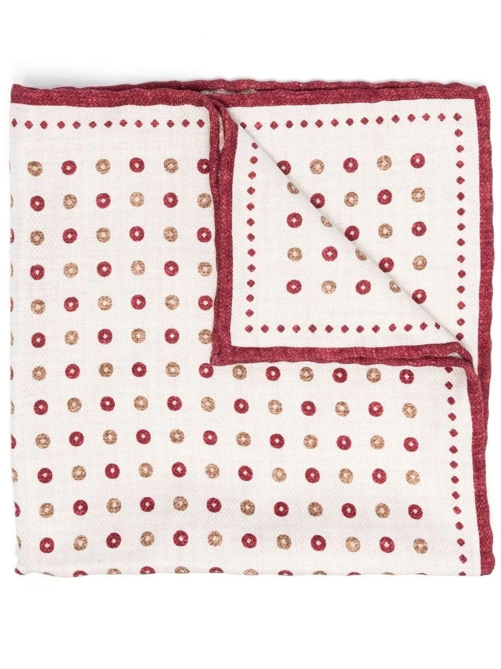 BRUNELLO CUCINELLI MEN'S RED SILK PATTERNED POCKET SQUARE