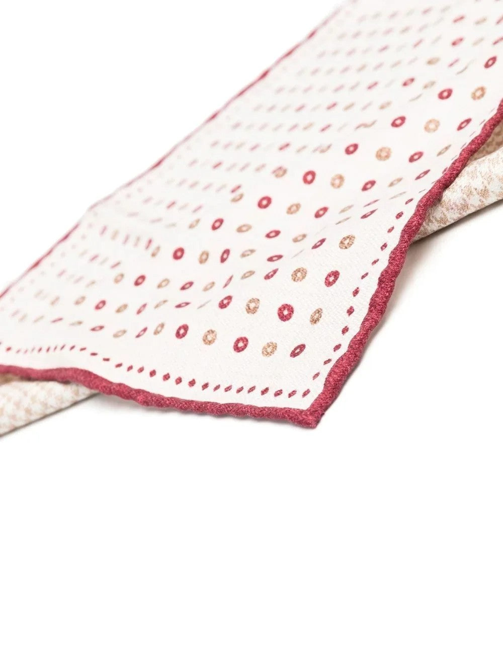 BRUNELLO CUCINELLI MEN'S RED SILK PATTERNED POCKET SQUARE