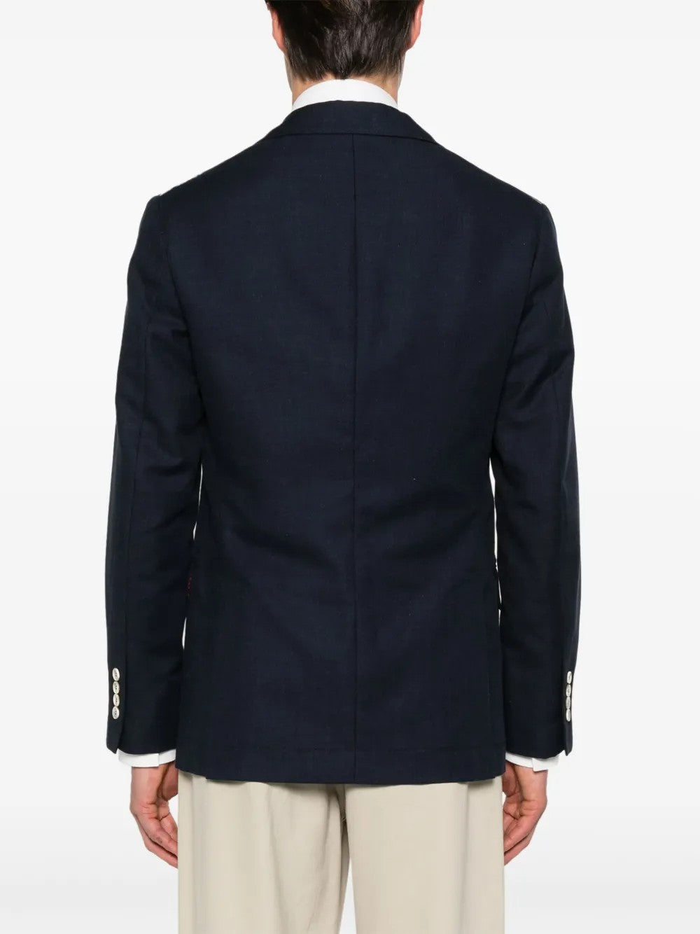 BRUNELLO CUCINELLI MEN'S NAVY WOOL COTTON BLAZER