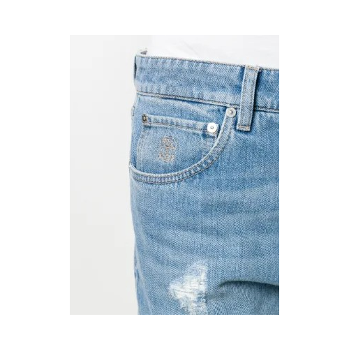 BRUNELLO CUCINELLI MEN'S LIGHT BLUE RELAXED DENIM TROUSERS