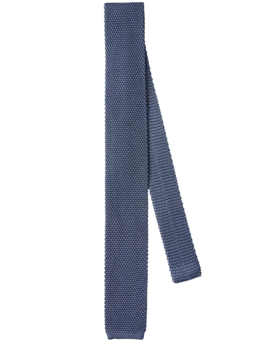 BRUNELLO CUCINELLI MEN'S BLUE SILK KNIT TIE