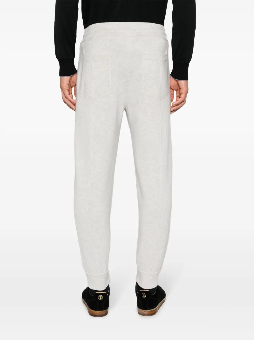 BRUNELLO CUCINELLI MEN'S LIGHT GREY DRAWSTRING JOGGER TROUSERS