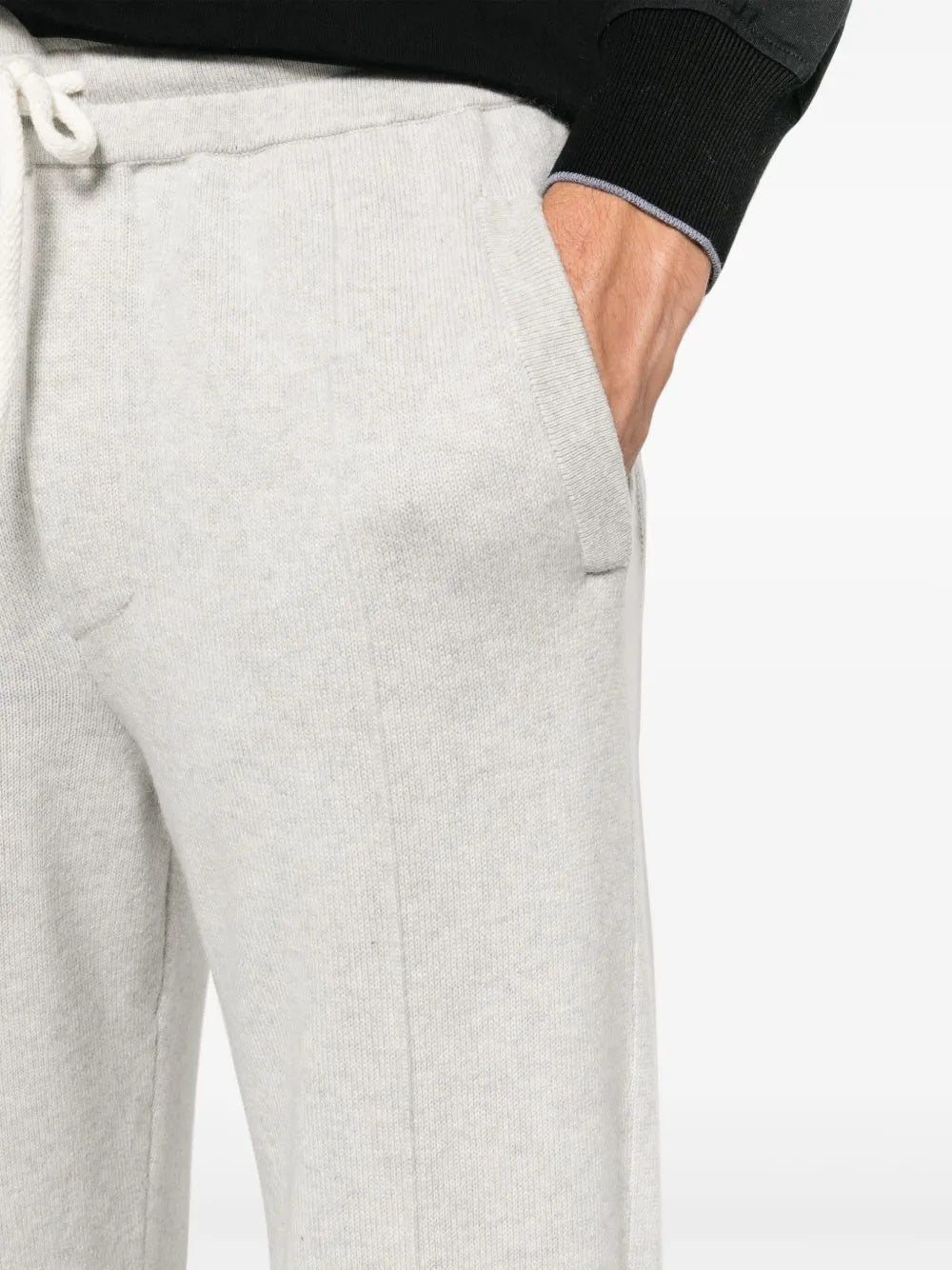 BRUNELLO CUCINELLI MEN'S LIGHT GREY DRAWSTRING JOGGER TROUSERS