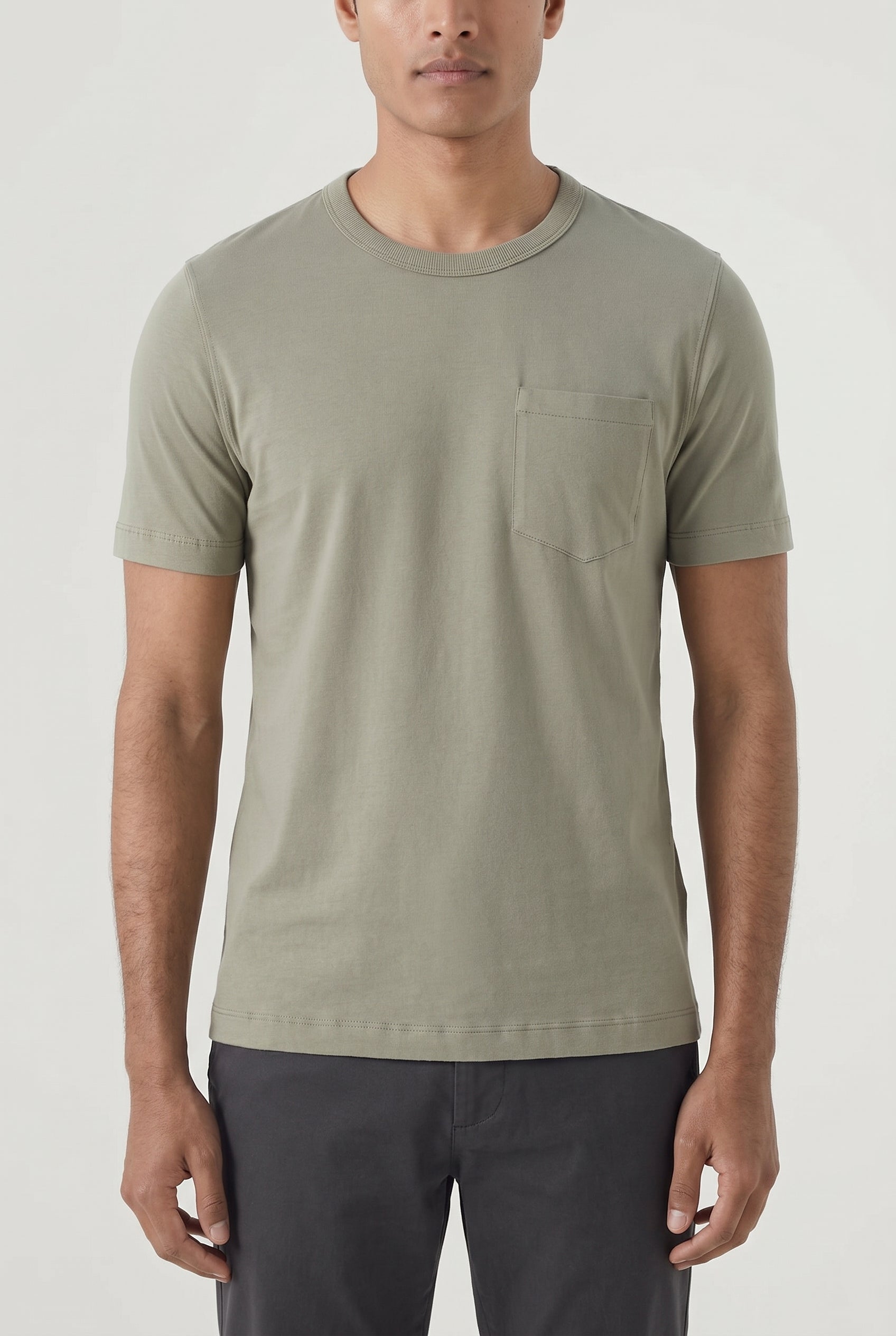 BRUNELLO CUCINELLI MEN'S OLIVE GREEN CREW NECK T-SHIRT