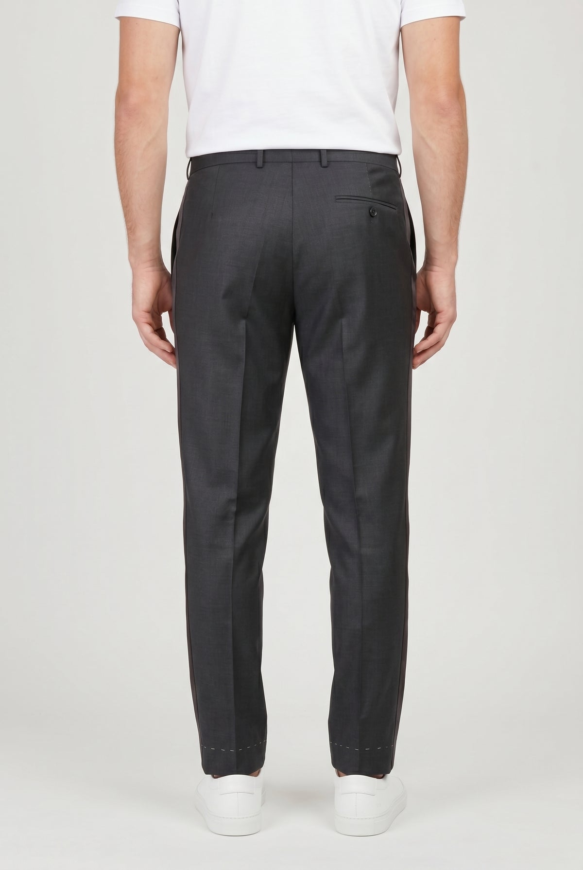 BRUNELLO CUCINELLI MEN'S DARK GREY WOOL BLEND TROUSERS