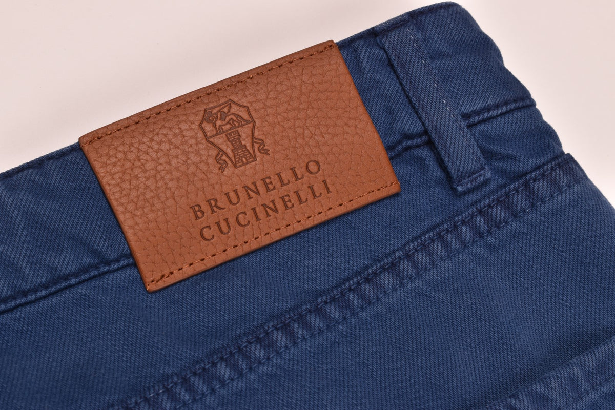 BRUNELLO CUCINELLI MEN'S BLUE LEISURE FIT TROUSERS