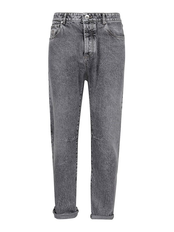 BRUNELLO CUCINELLI MEN'S GREY RELAXED FIT JEANS