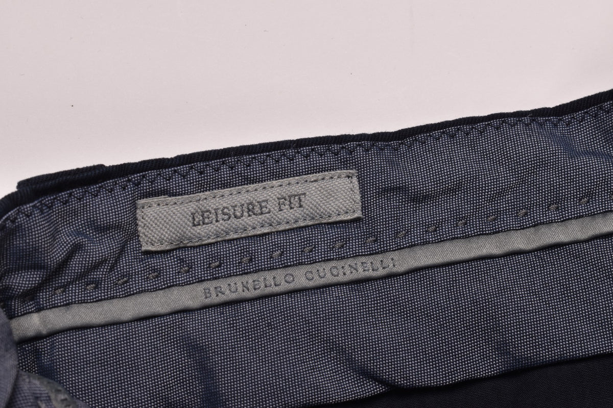 BRUNELLO CUCINELLI MEN'S NAVY CASUAL COTTON TROUSERS