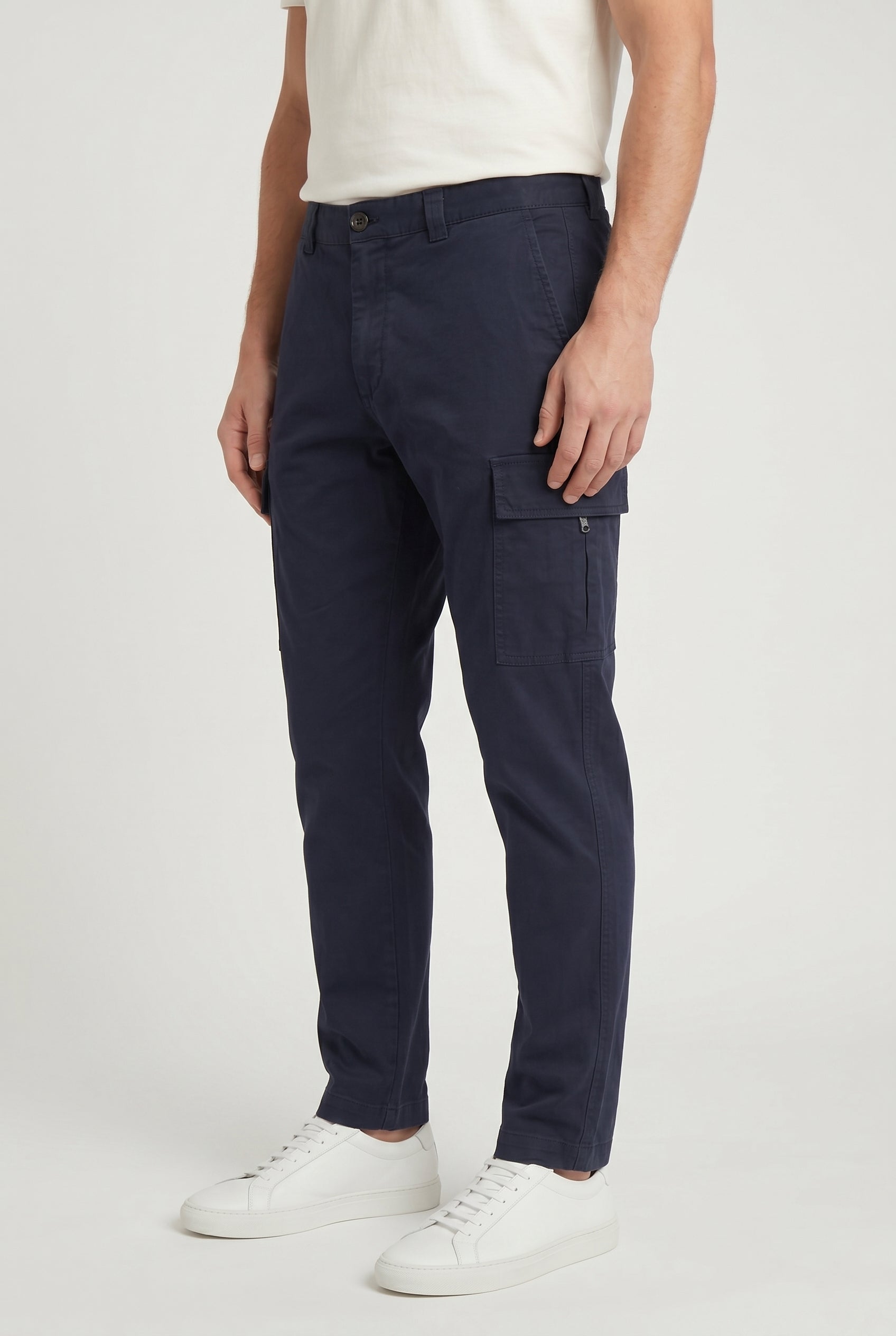 BRUNELLO CUCINELLI MEN'S NAVY CASUAL COTTON TROUSERS