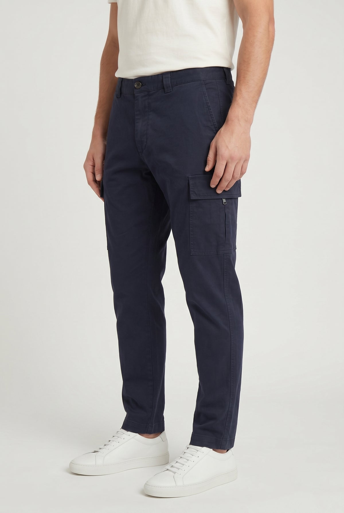 BRUNELLO CUCINELLI MEN'S NAVY CASUAL COTTON TROUSERS