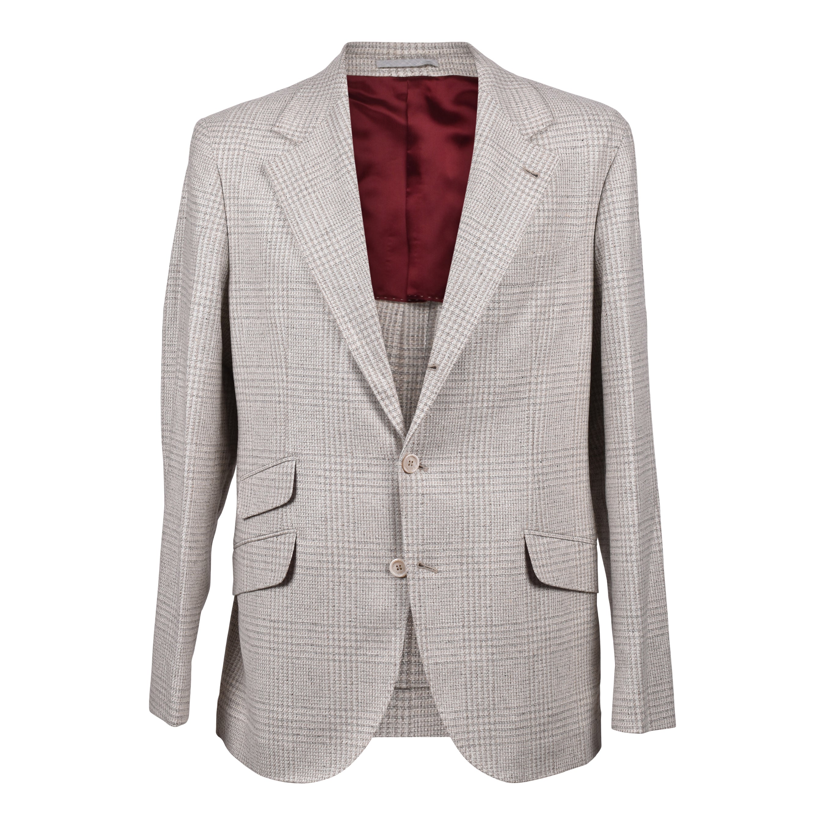 BRUNELLO CUCINELLI MEN'S SAND WOOL BLEND CHECK SUIT