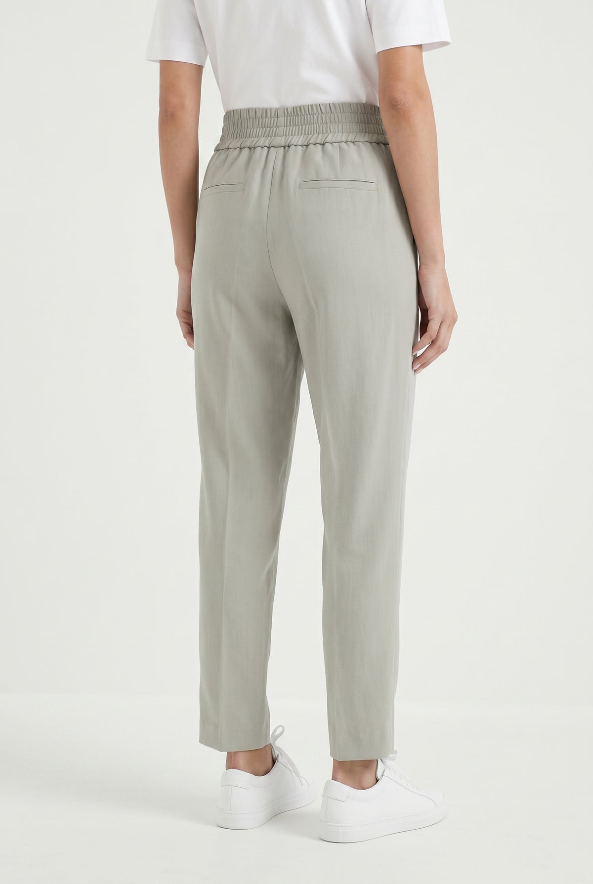 BRUNELLO CUCINELLI WOMEN'S LIGHT GREY RELAXED LINEN TROUSERS