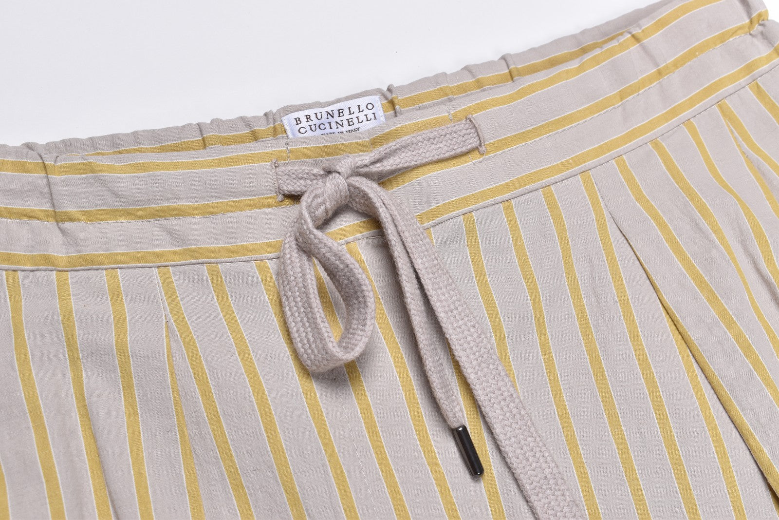 BRUNELLO CUCINELLI WOMEN'S BEIGE STRIPED RELAXED TROUSERS