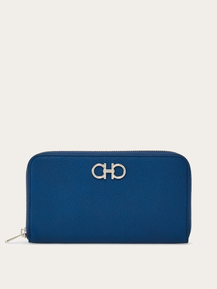 FERRAGAMO WOMEN'S BLUE LEATHER WALLET