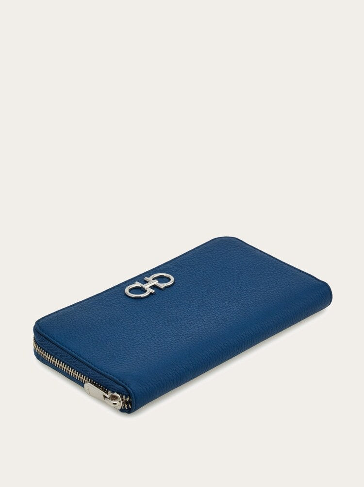 FERRAGAMO WOMEN'S BLUE LEATHER WALLET