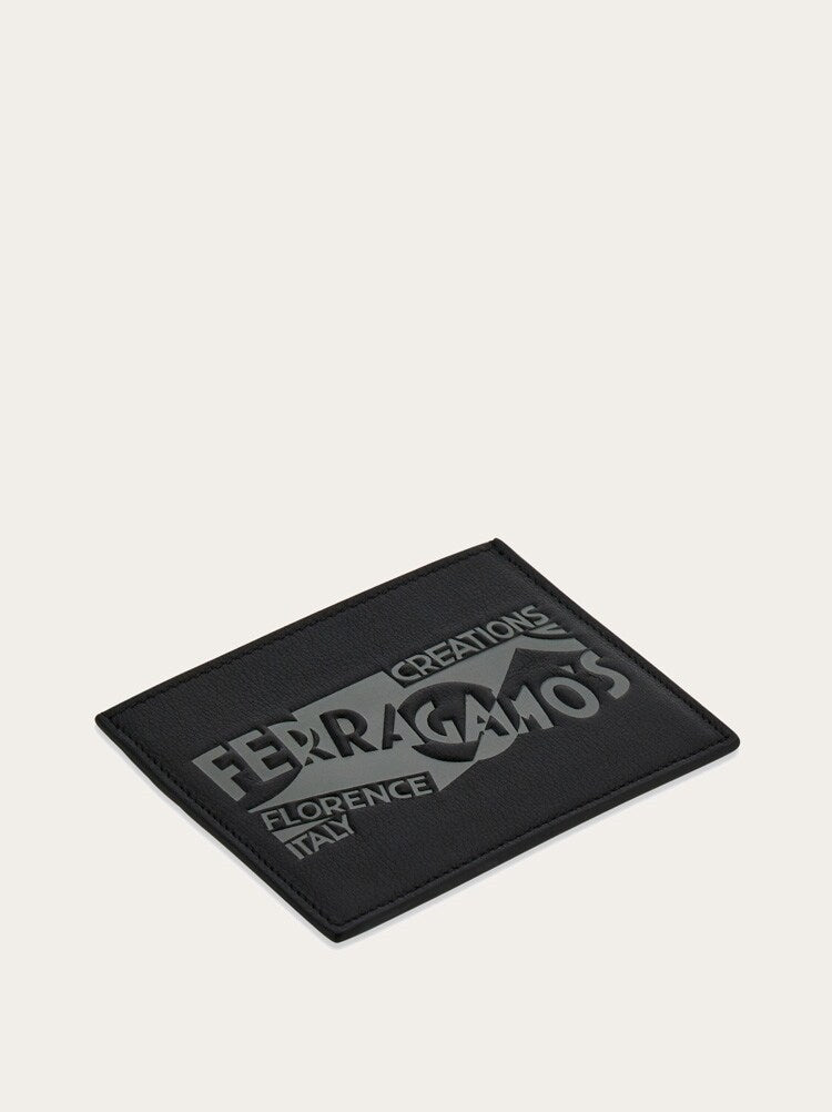 FERRAGAMO MEN'S BLACK LEATHER CARD HOLDER