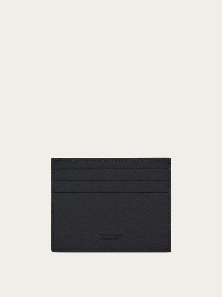 FERRAGAMO MEN'S BLACK LEATHER CARD HOLDER