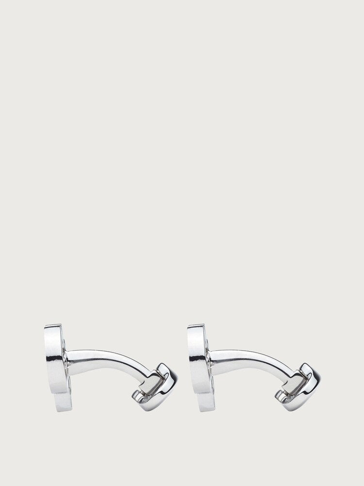 FERRAGAMO MEN'S SILVER BRASS LOGO CUFFLINKS