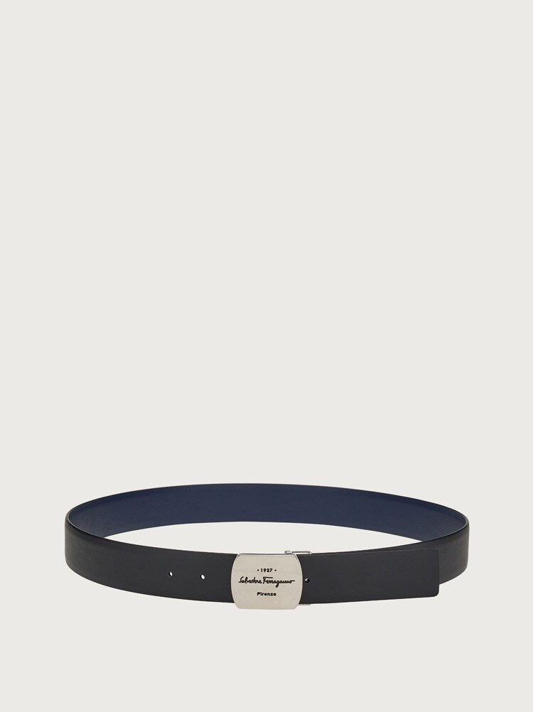 FERRAGAMO MEN'S BLACK CALF LEATHER BELT