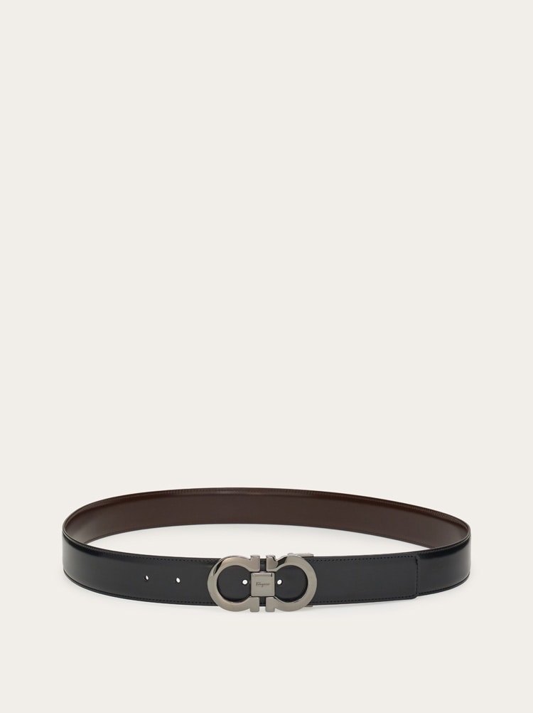 FERRAGAMO MEN'S BLACK CALF LEATHER BELT