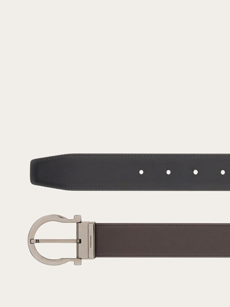FERRAGAMO MEN'S DARK BROWN LEATHER BELT