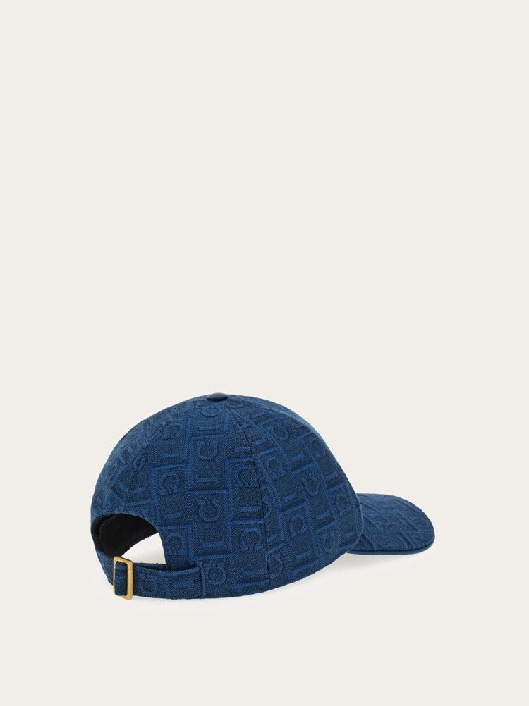 FERRAGAMO MEN'S DARK BLUE JACQUARD HAT