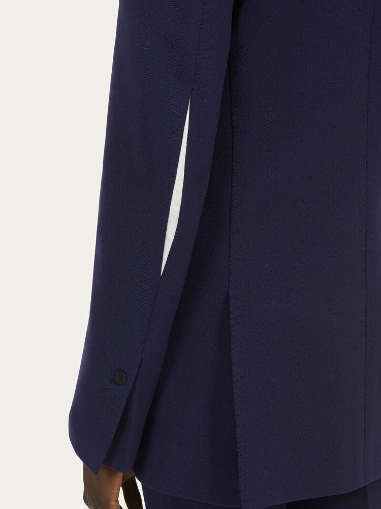 FERRAGAMO MEN'S DARK BLUE WOOL BLEND JACKET
