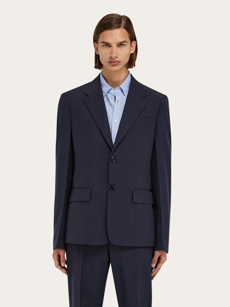 FERRAGAMO MEN'S DARK BLUE TAILORED JACKET