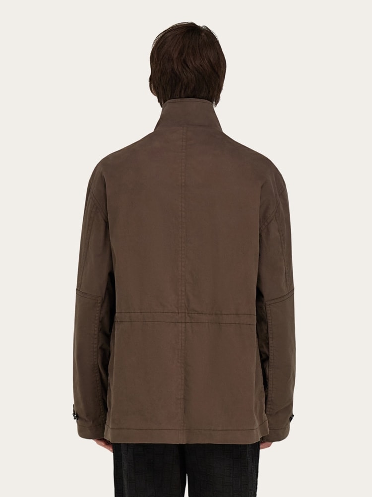 FERRAGAMO MEN'S DARK BROWN COTTON JACKET