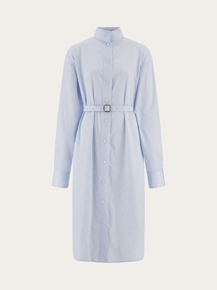 FERRAGAMO WOMEN'S LIGHT BLUE COTTON SHIRT DRESS