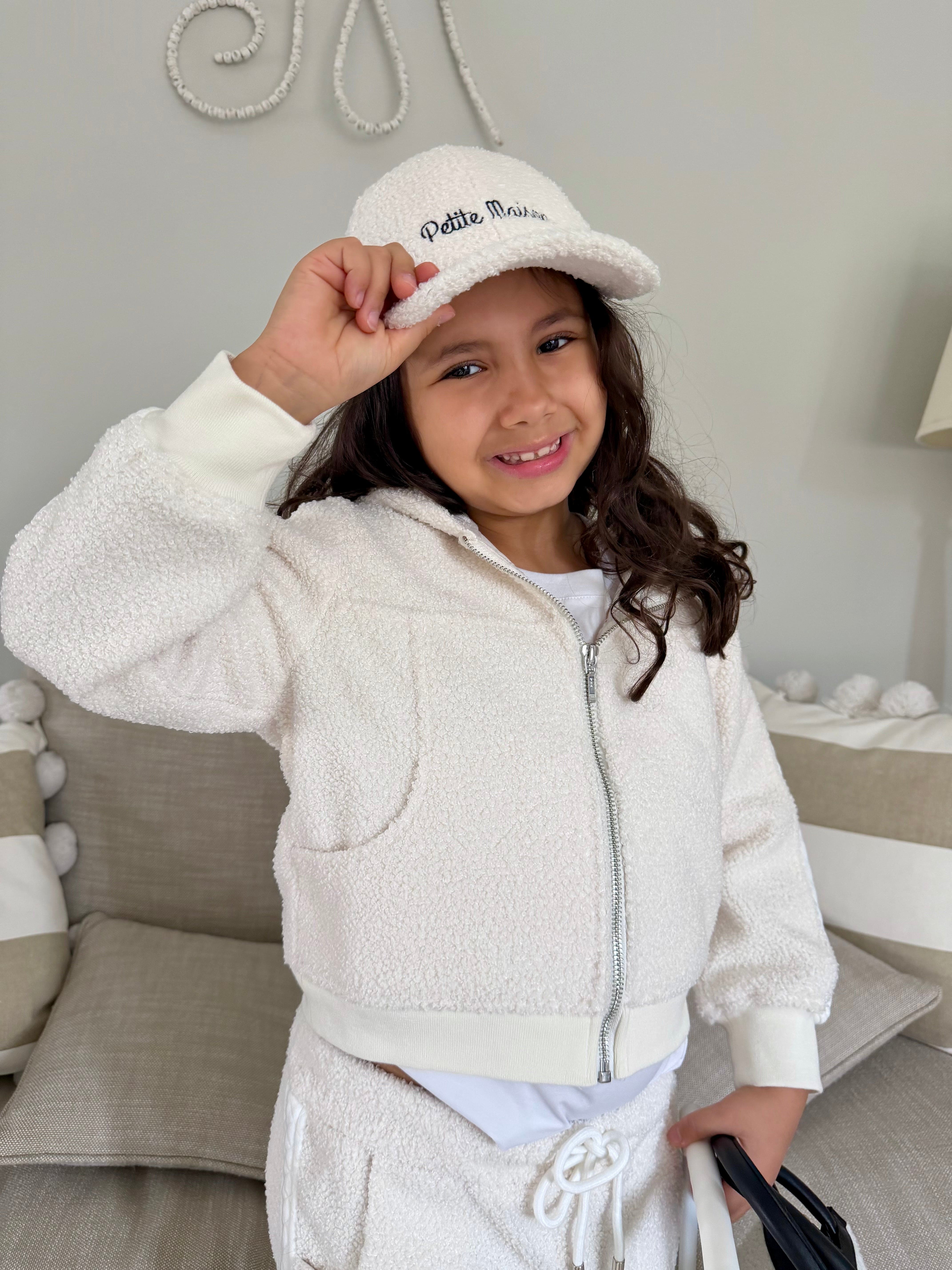 White Teddy Petite Maison Logo Cap - Petite Maison Kids