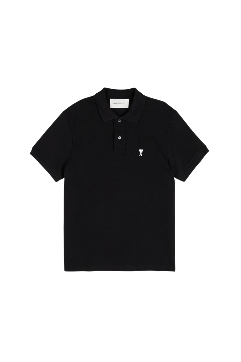 Ami Paris De Coeur Short Sleeves Polo Shirt-Black