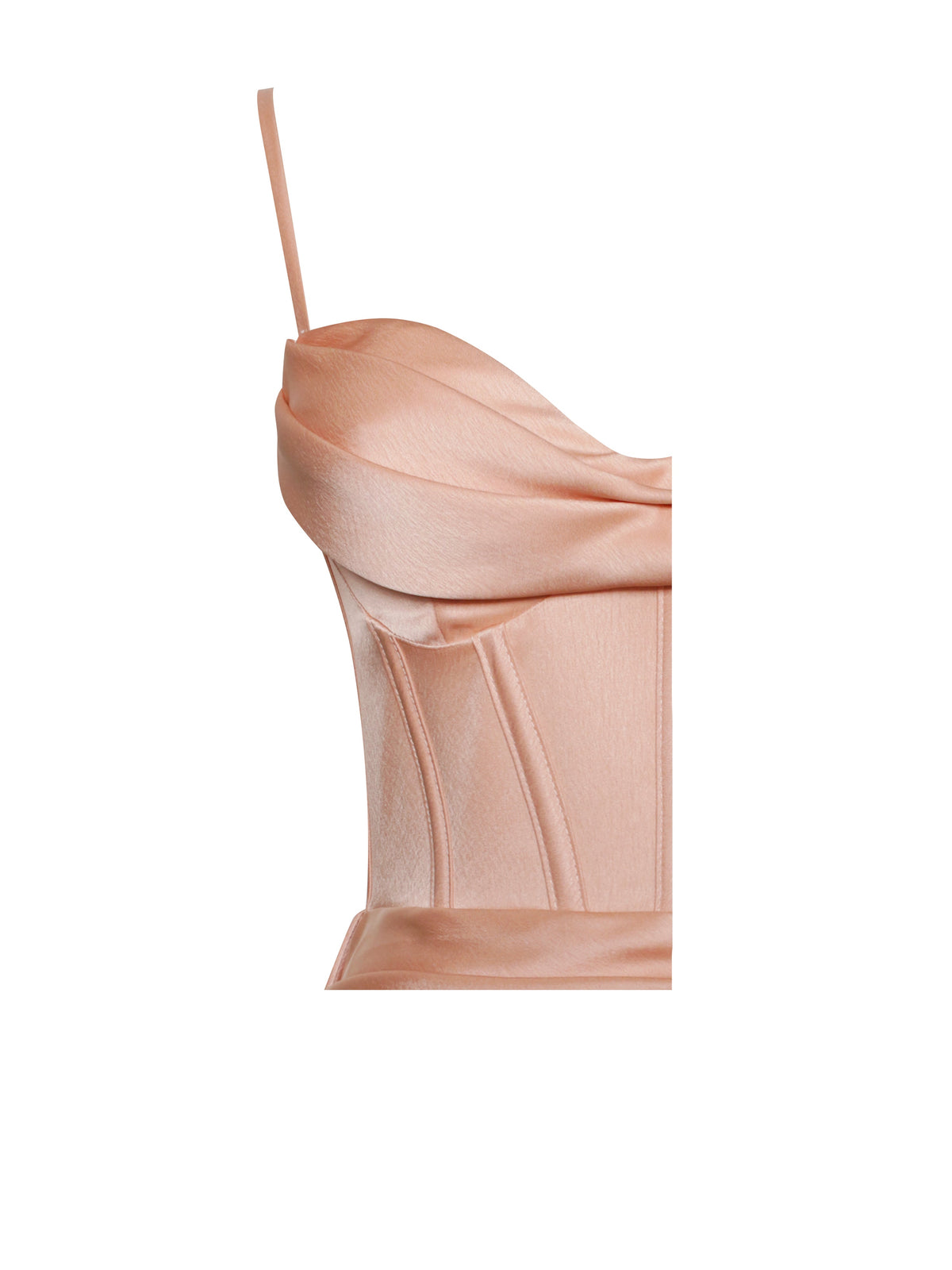Elayna Blush Strappy Satin Corset High Slit Gown (Archive Sale)