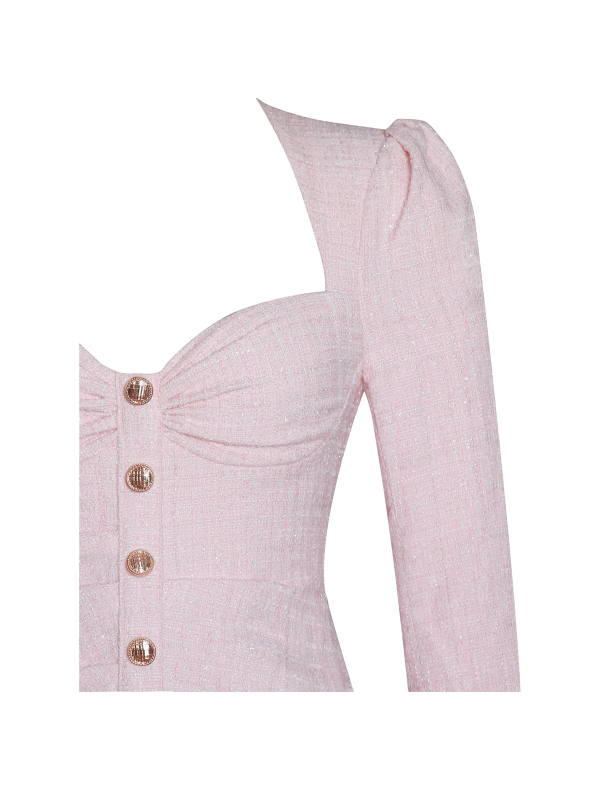 Tae Pink Tweed Long Sleeve Drop Waist Mini Dress (Archive Sale)