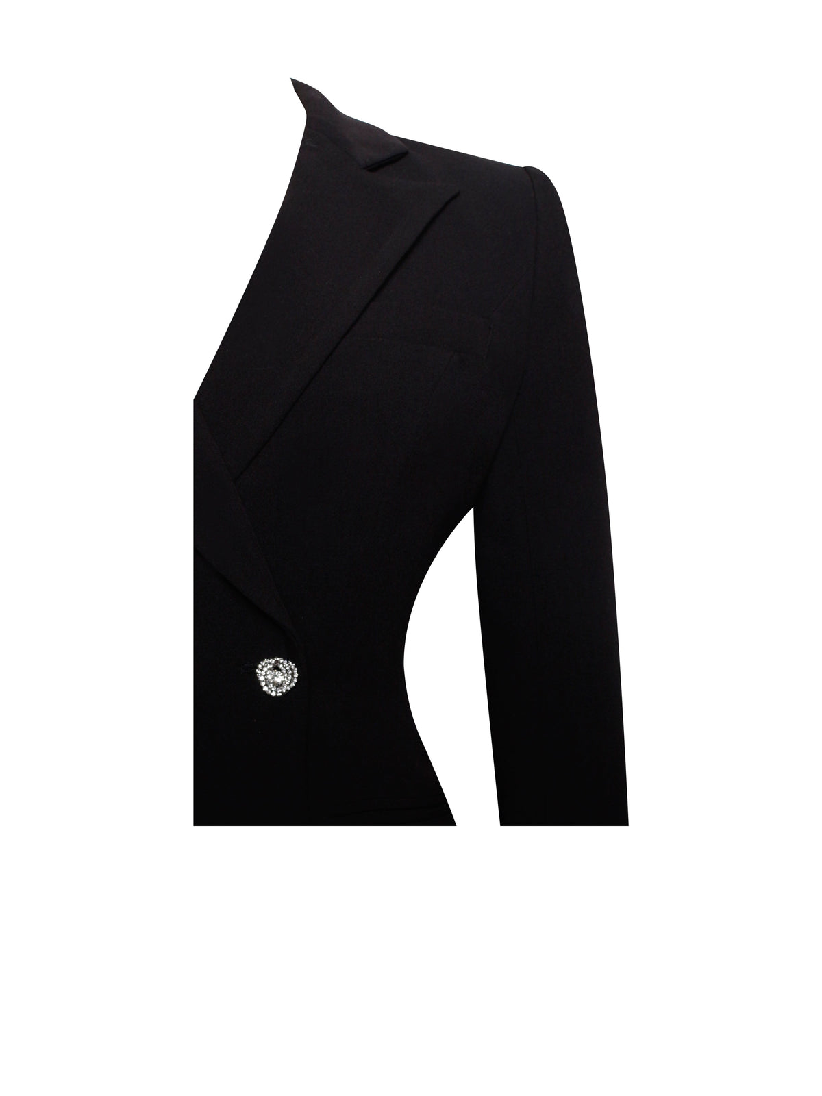 Quilla Black Feather Crystal Sleeve Backless Blazer Dress (Archive Sale)