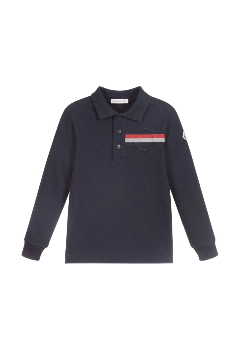 Moncler Kids' Navy MAGLIA POLO MANICA LUNGA