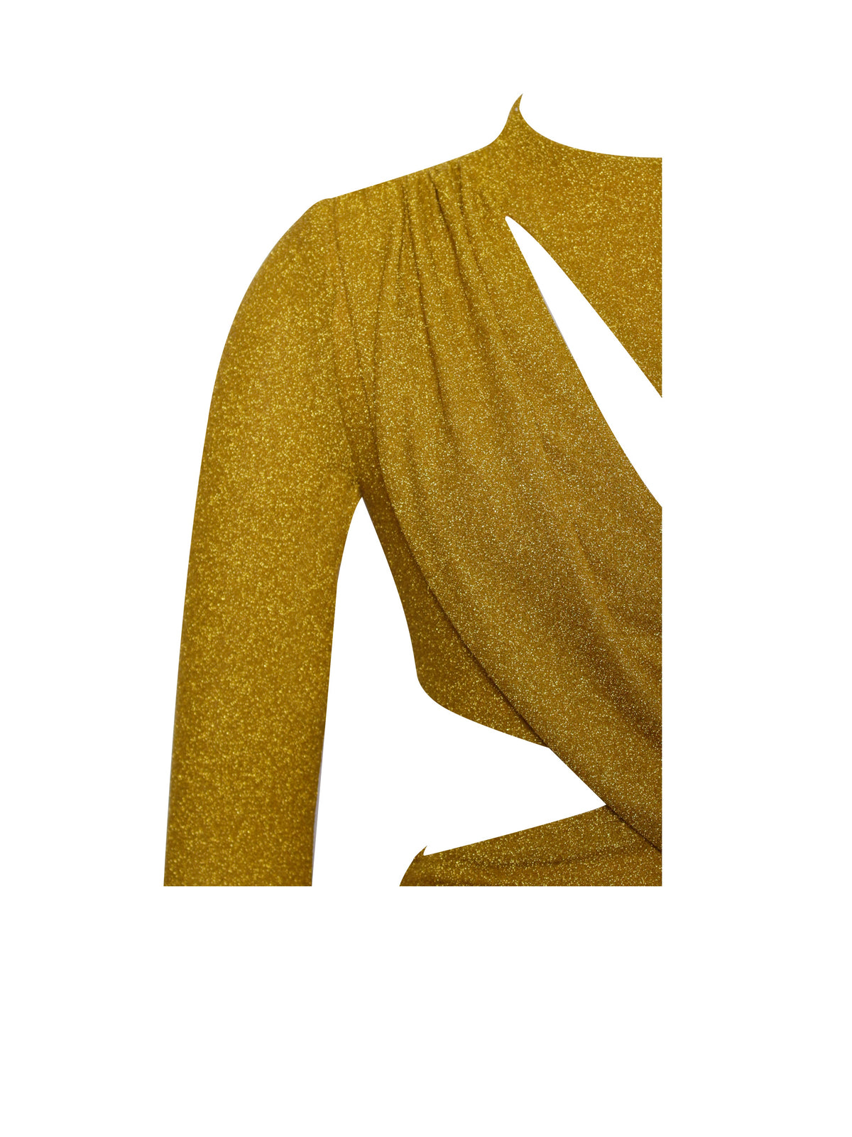 Payson Gold Long Sleeve Metallic Jersey Cutout Dress (Archive Sale)