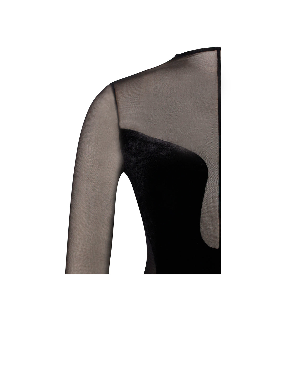 Paislee Black Velvet Mesh Long Sleeve Gown (Archive Sale)