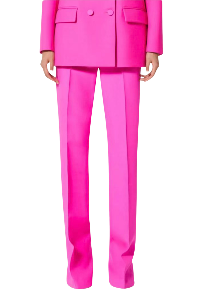 Valentino Solid High-Waist Straight Casual Pants Pink PP 1B0RB5201CF_UWT