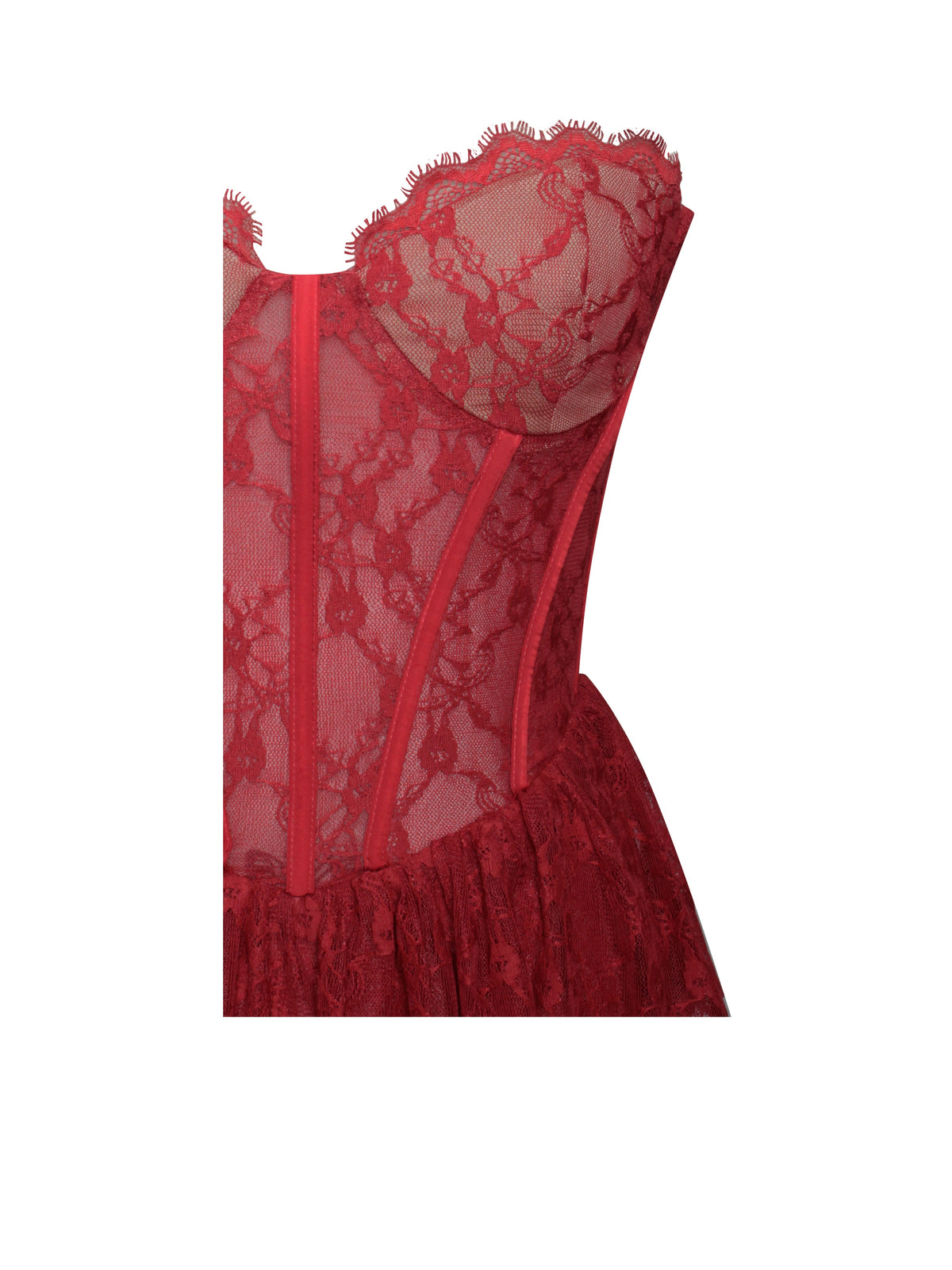Quennell Burgundy Lace Corset Maxi Dress (Archive Sale)