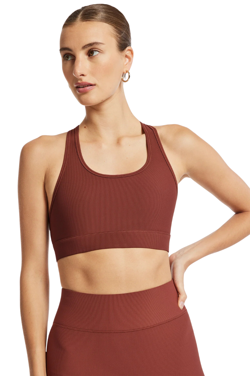 Bandier Center Stage Rib Bra Cherry Mahogany BND10186