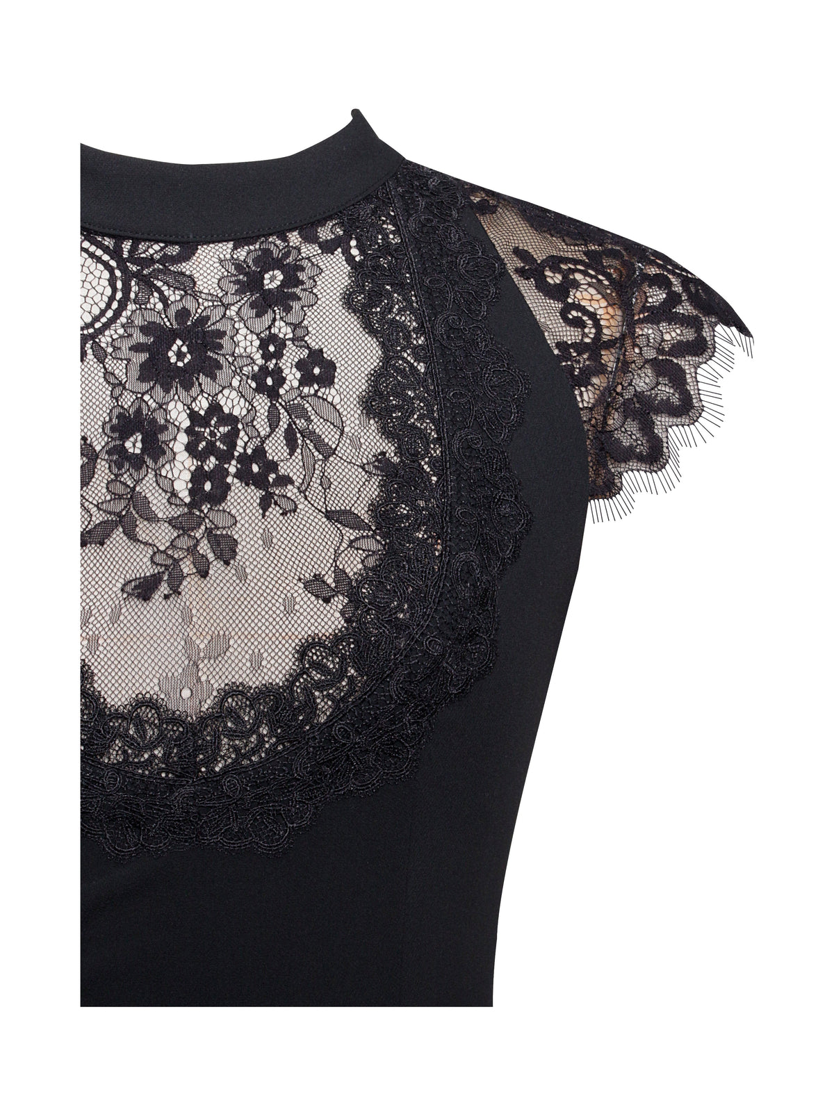Quinella Black Lace Crepe Backless Mini Dress (Archive Sale)