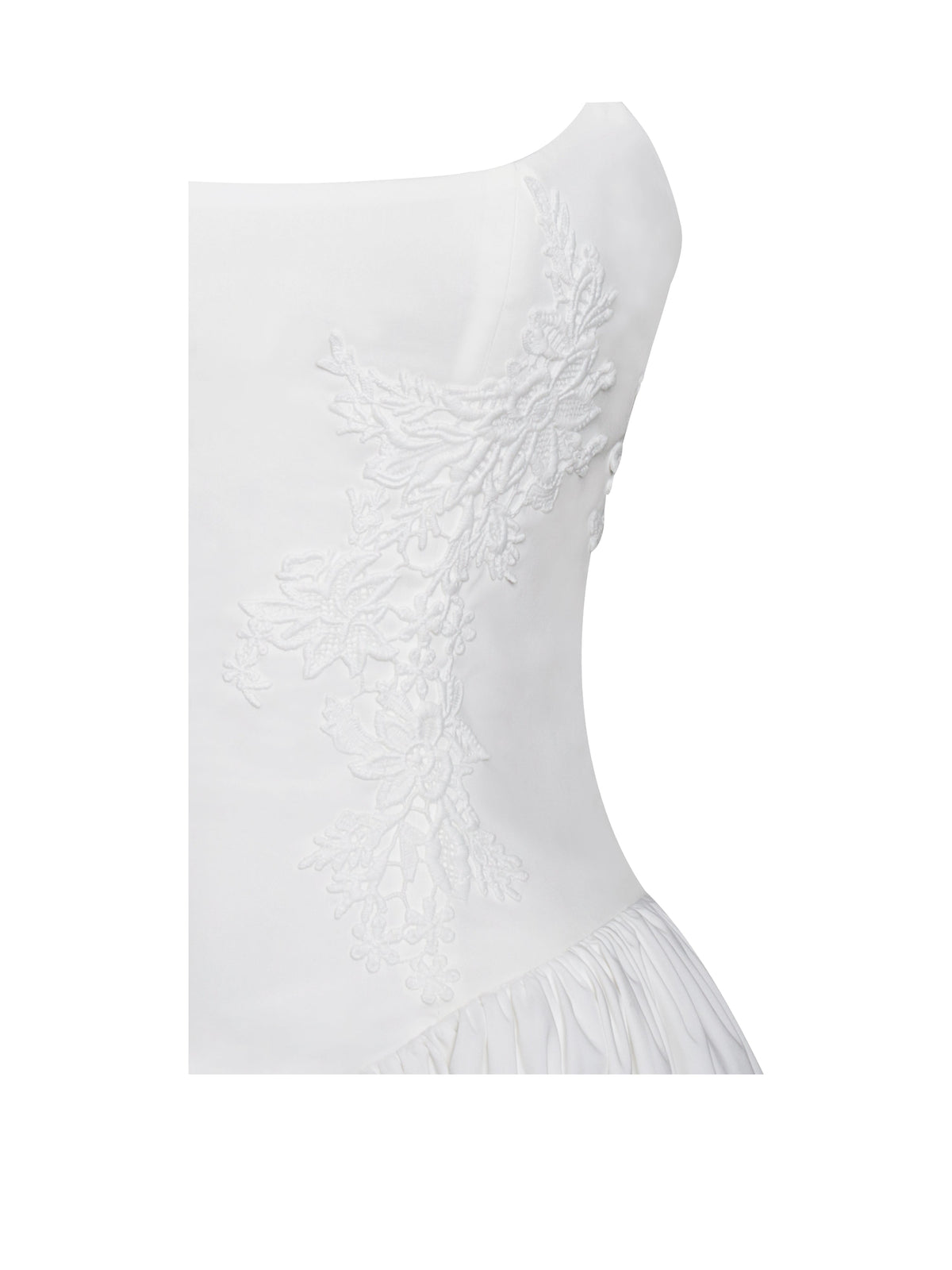 Kadi White Cotton Poplin Drop Waist Corset Mini Dress